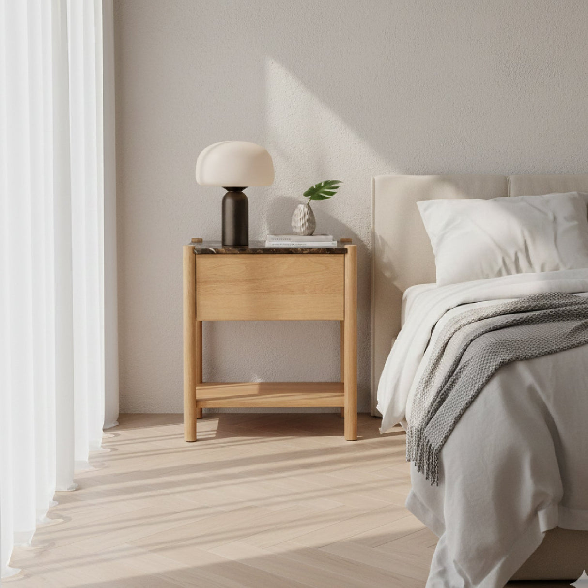 Modern European furniture - Marble Top 1-Drawer Nightstand - www.oroa.com
