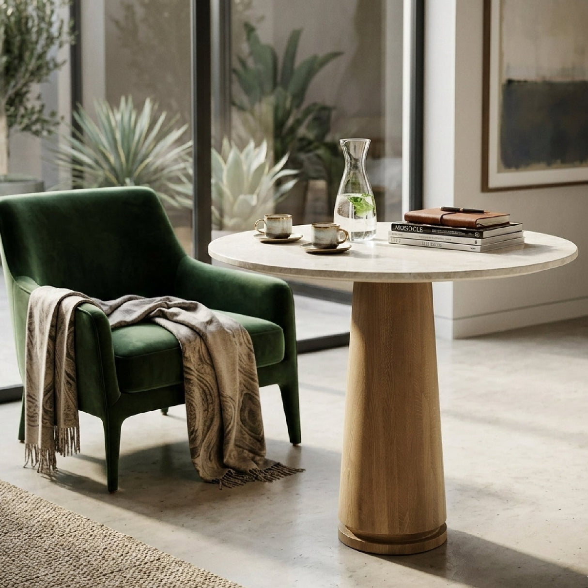Modern European furniture - Round Marble Pedestal Coffee Table - www.oroa.com