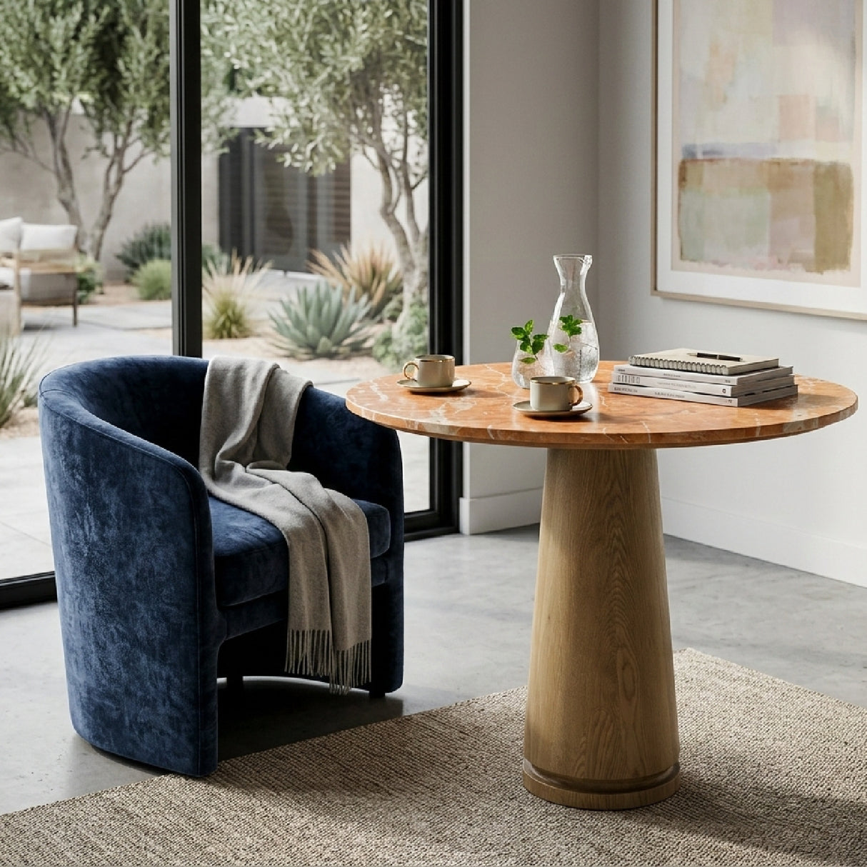 Modern European furniture - Round Marble Pedestal Coffee Table - www.oroa.com | Oroa.com