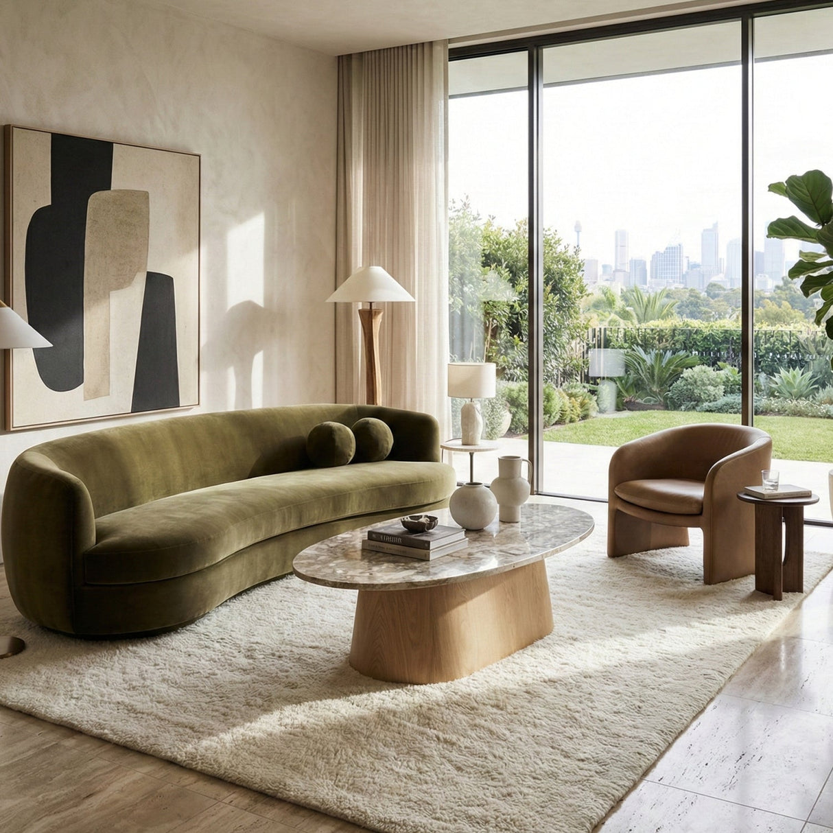 Modern European furniture - Wood Base Marble Coffee Table - www.oroa.com