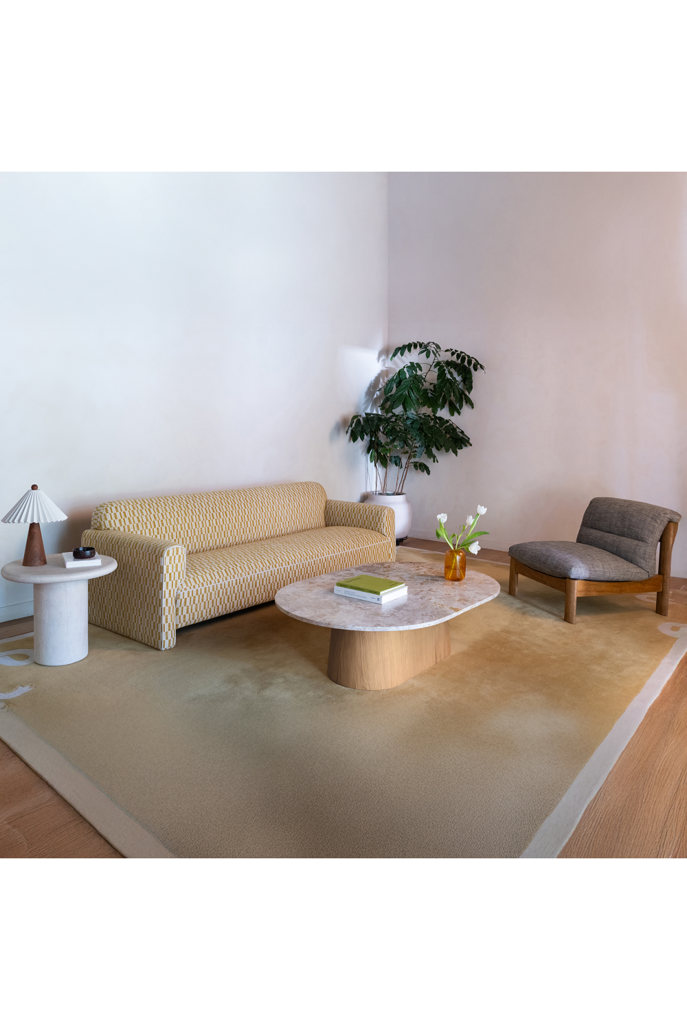 Wood Base Marble Coffee Table | Novi Living Carly | Oroa.com