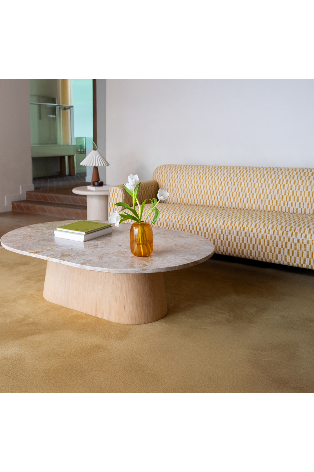 Modern European furniture - Wood Base Marble Coffee Table - www.oroa.com