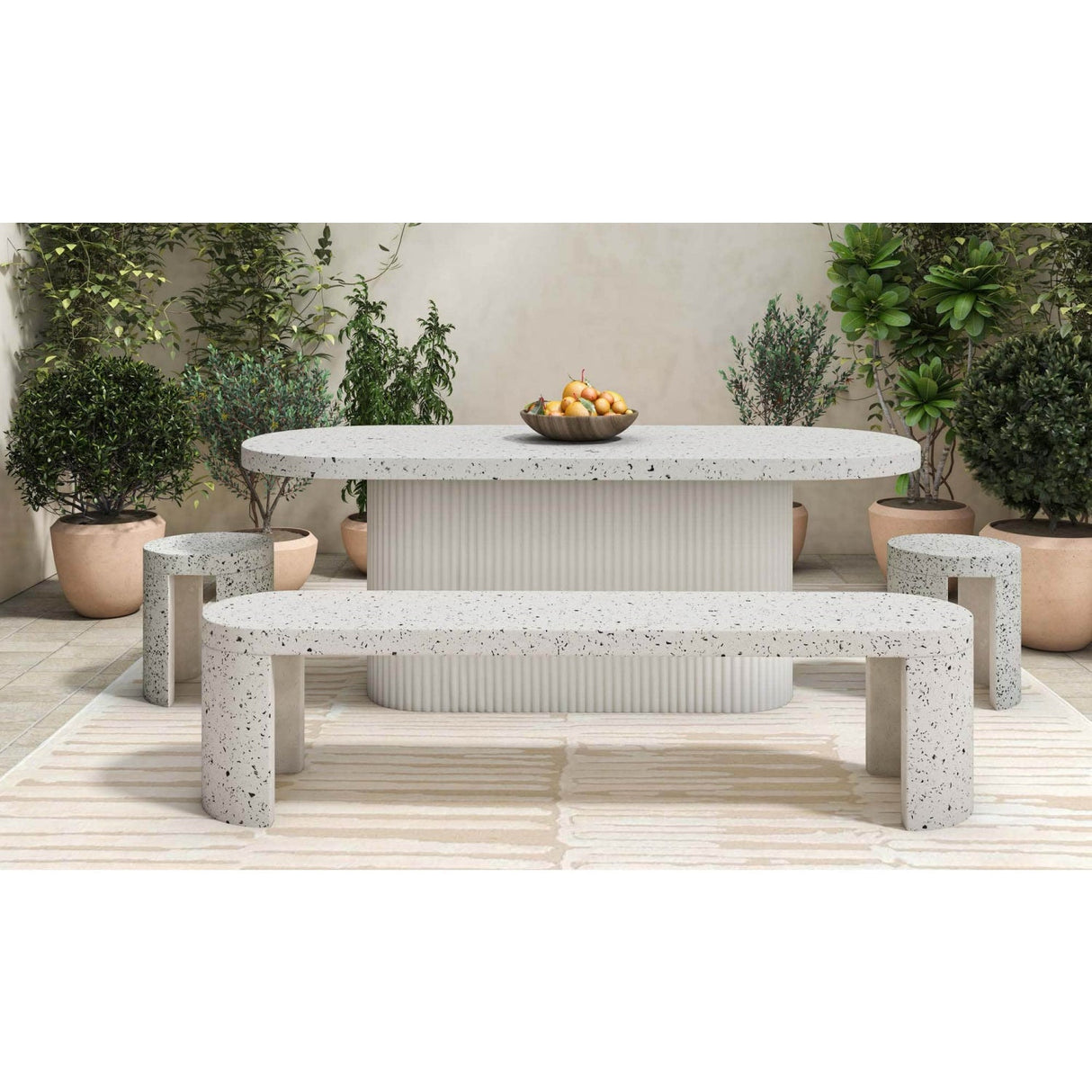 Modern European furniture - White Terrazzo Outdoor Dining Table - www.oroa.com