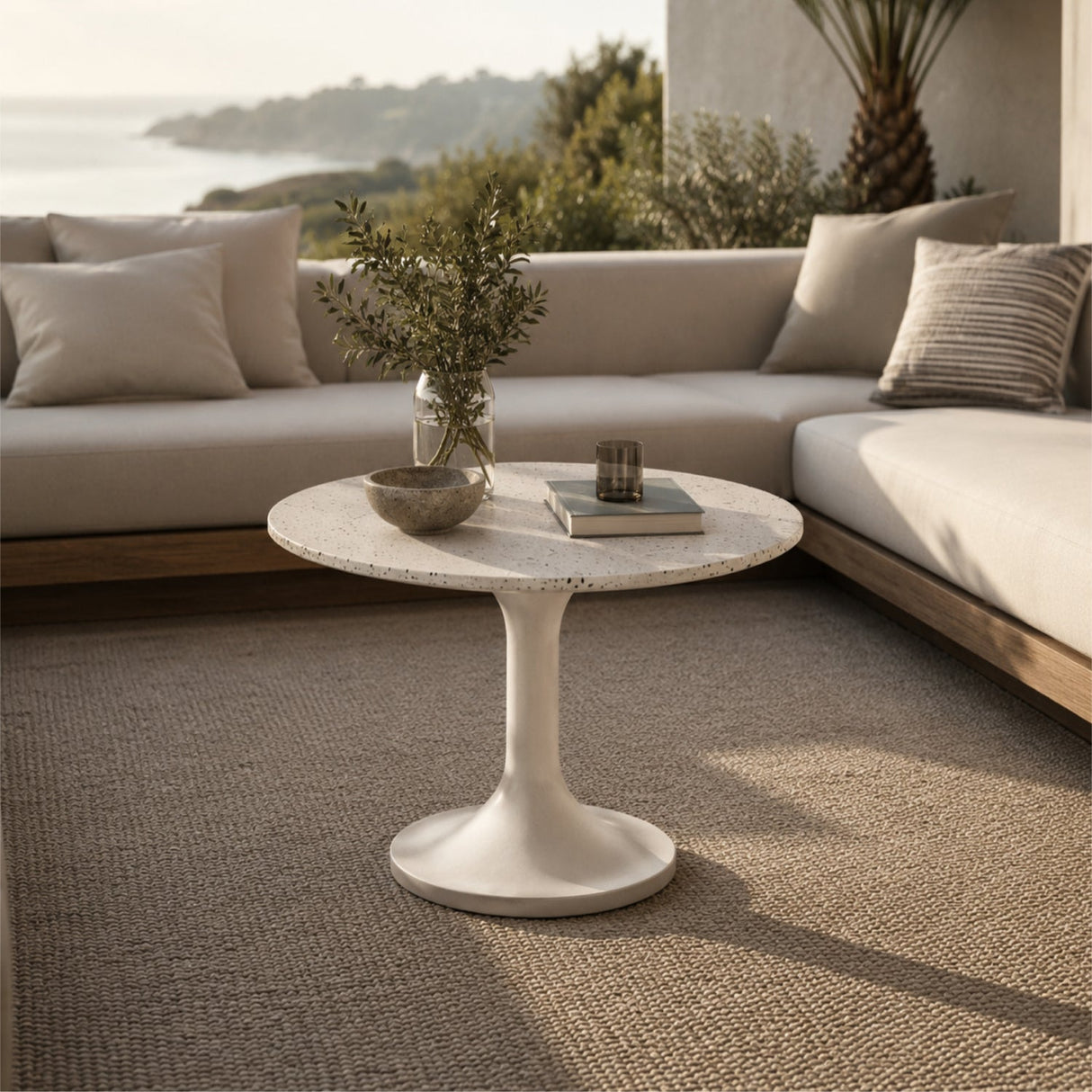 Modern European furniture - White Terrazzo Outdoor Coffee Table - www.oroa.com