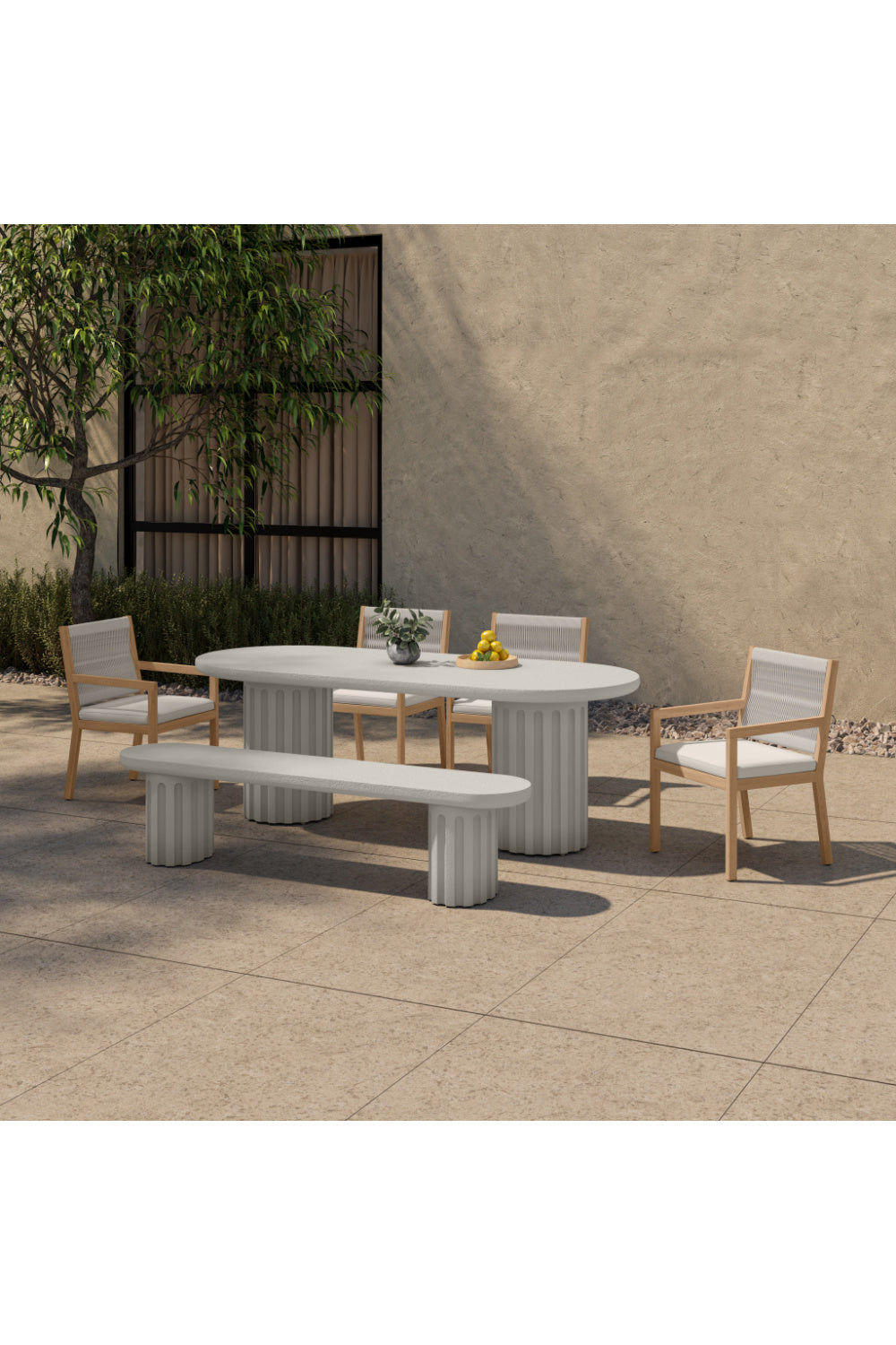 Modern European furniture - White Oval Outdoor Dining Table - www.oroa.com