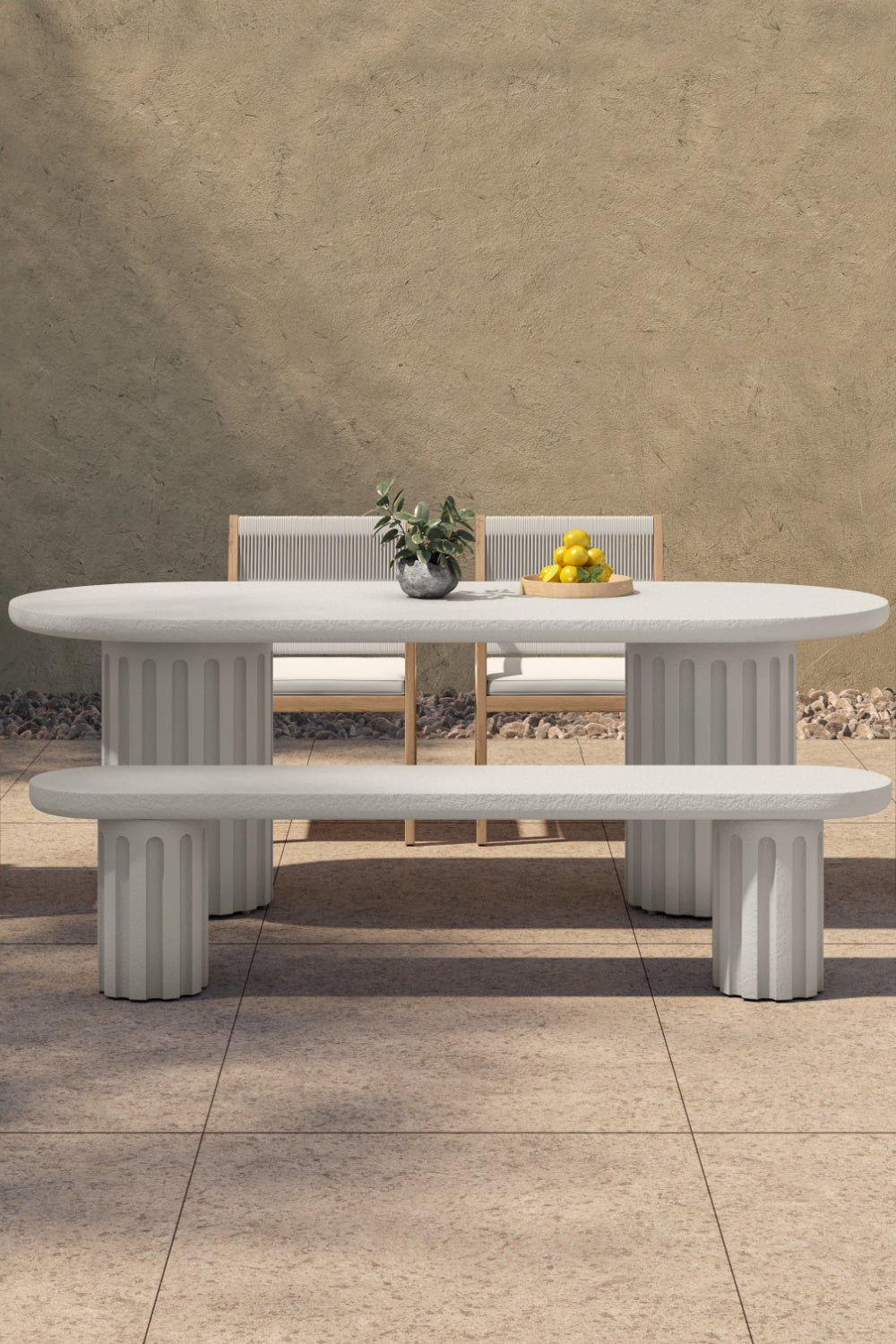 Modern European furniture - White Oval Outdoor Dining Table - www.oroa.com