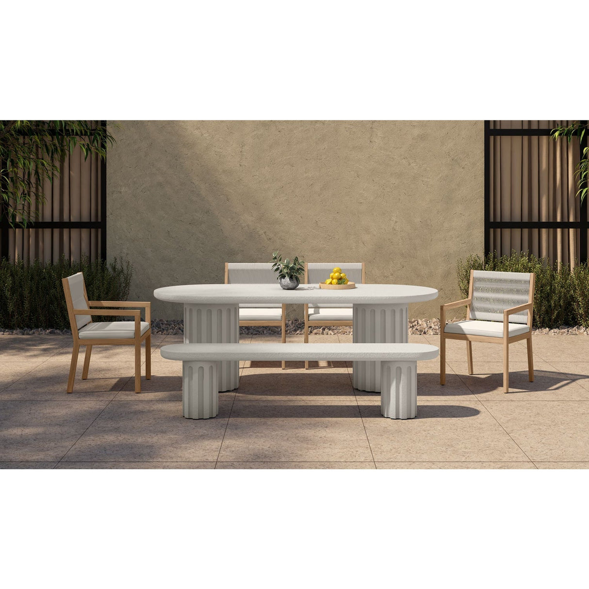 Modern European furniture - White Oval Outdoor Dining Table - www.oroa.com