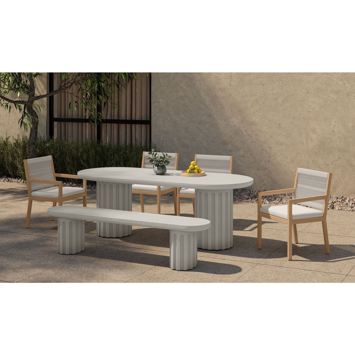 Modern European furniture - White Oval Outdoor Dining Table - www.oroa.com