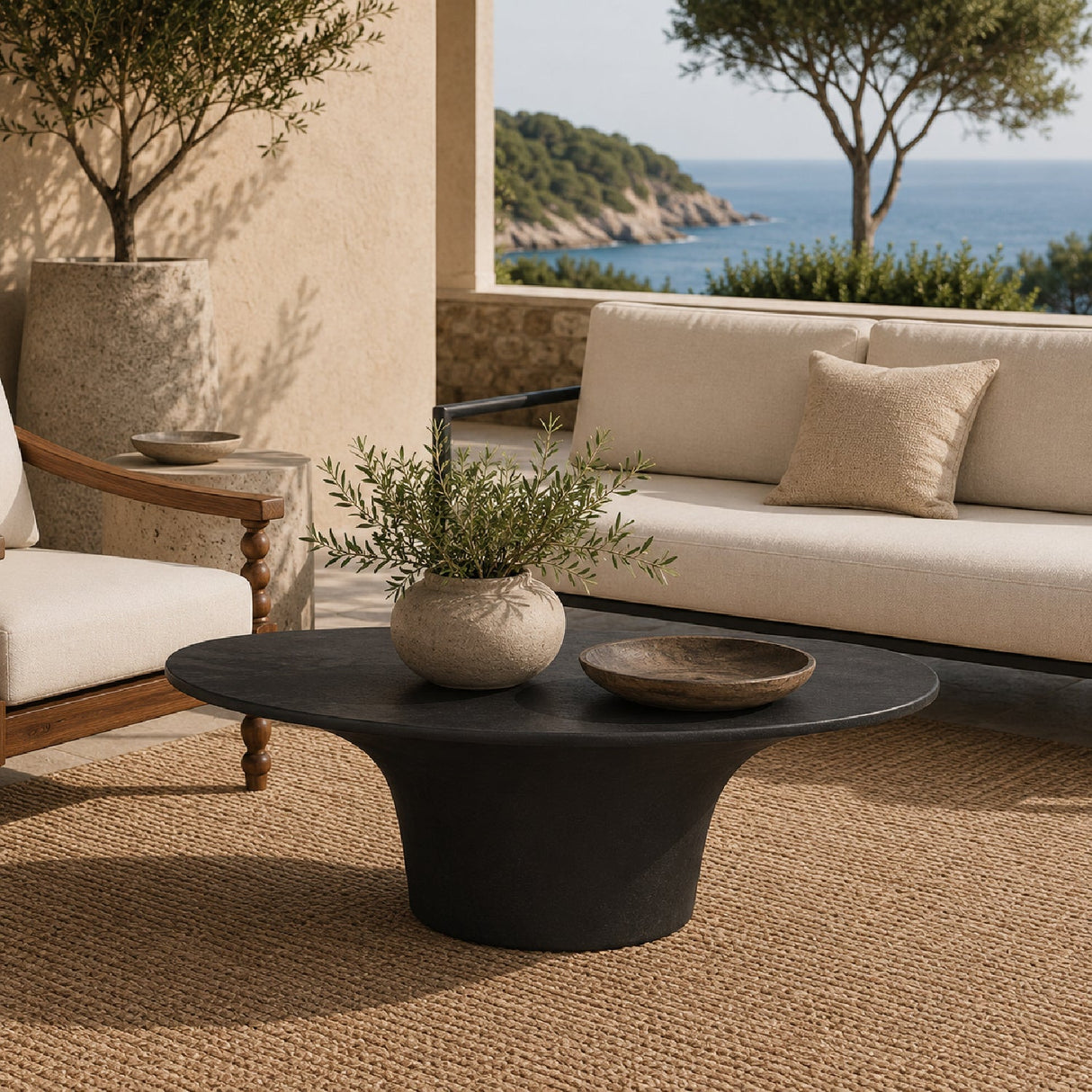 Modern European furniture - Black Concrete Outdoor Coffee Table - www.oroa.com