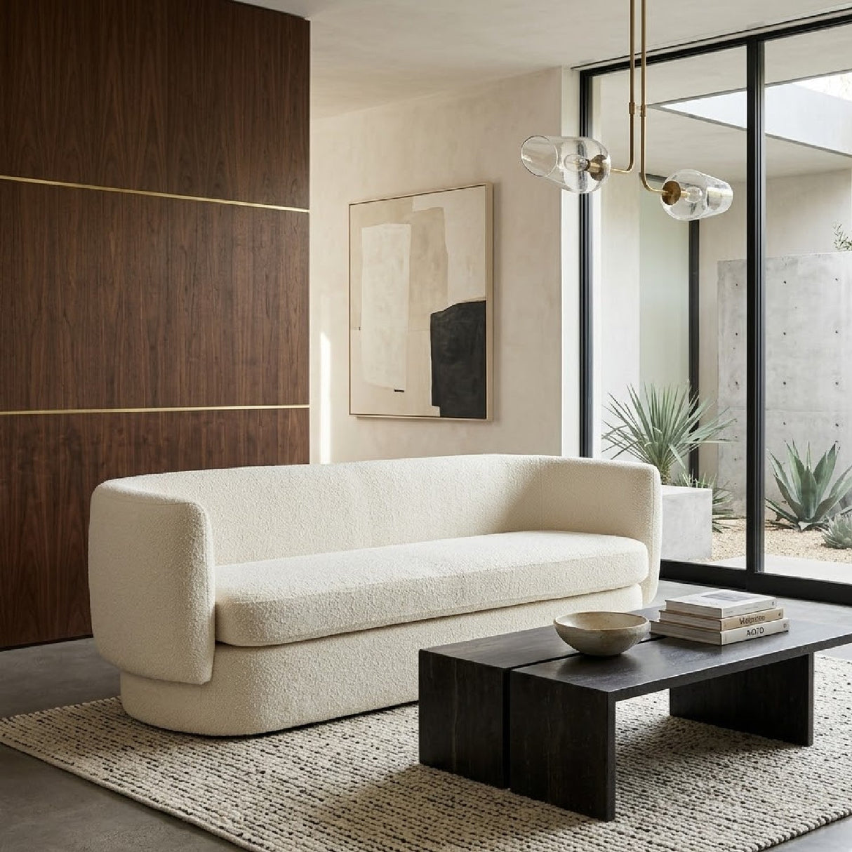 White Modern Curved Sofa – Koba – angled view