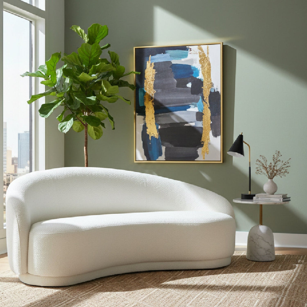Modern European furniture - Curved Boucle Sofa - www.oroa.com