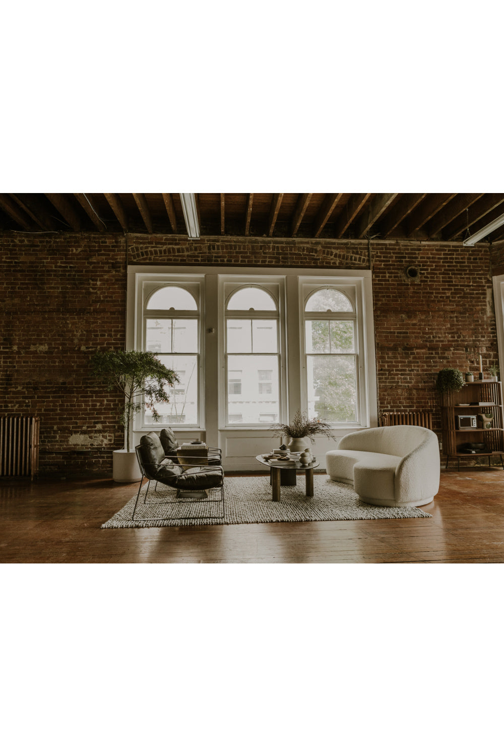 Modern European furniture - Curved Boucle Sofa - www.oroa.com
