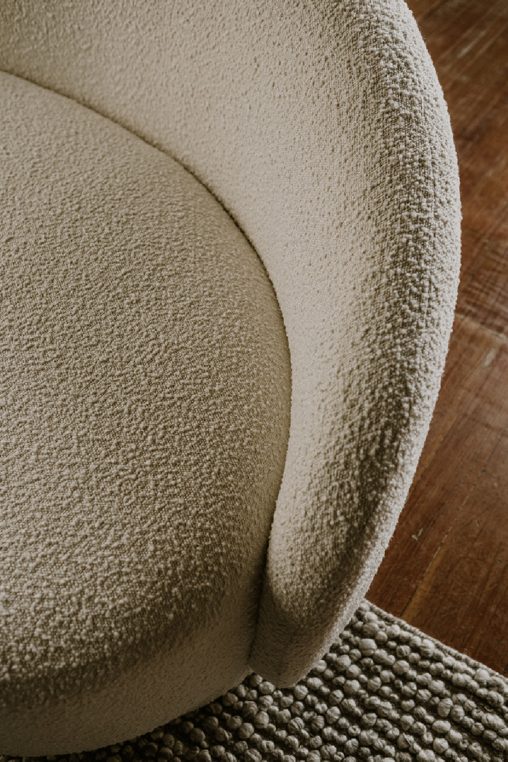 Modern European furniture - Curved Boucle Sofa - www.oroa.com