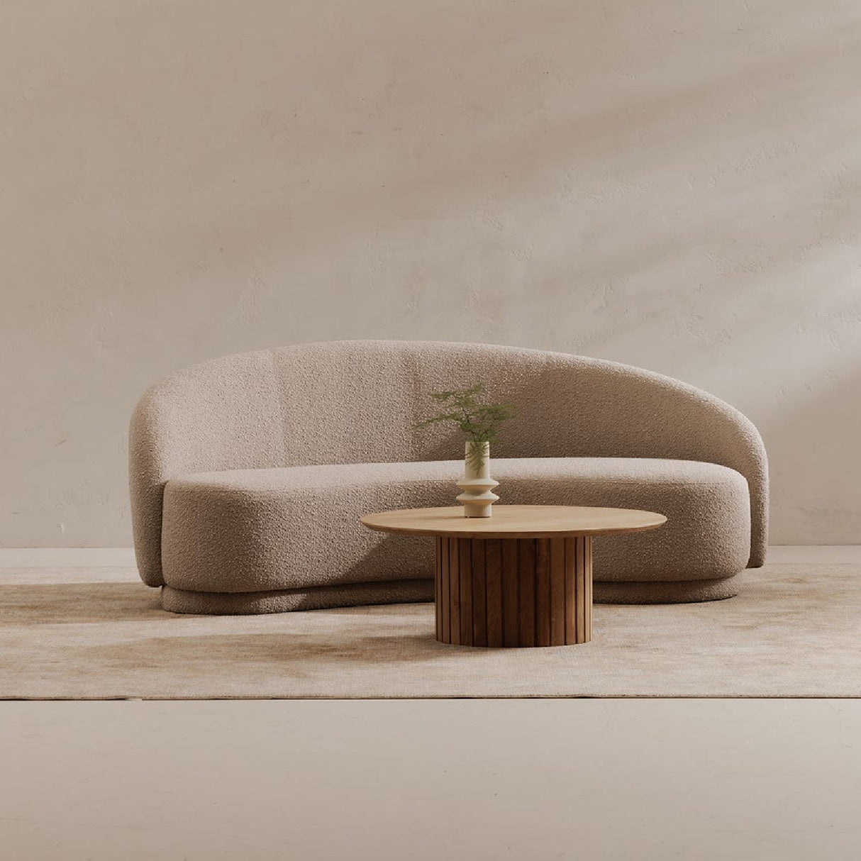 Modern European furniture - Curved Boucle Sofa - www.oroa.com
