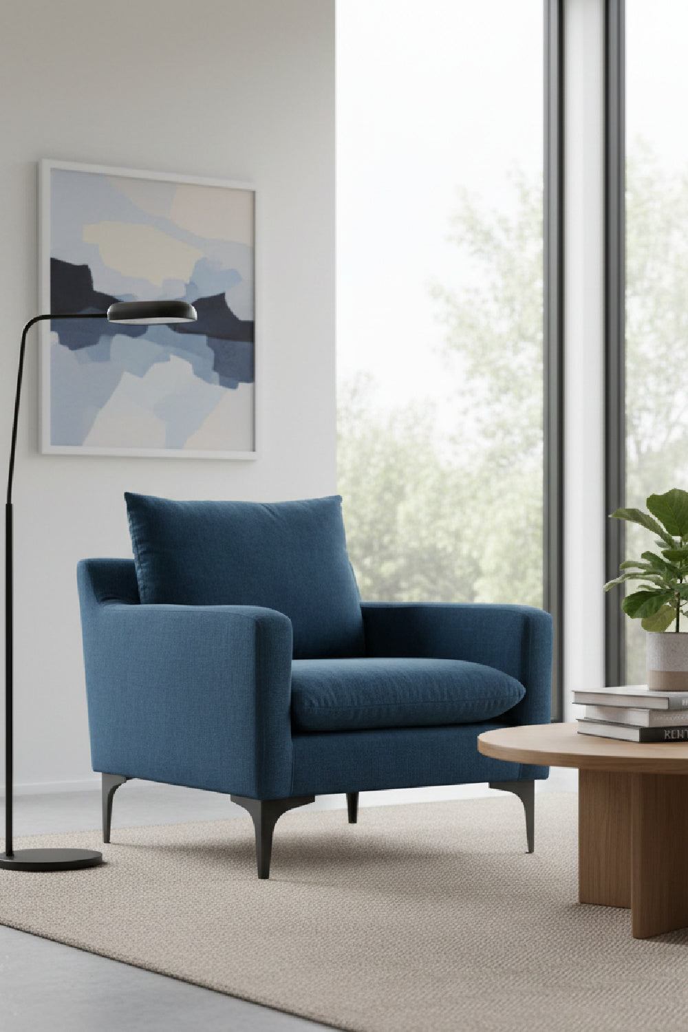 Modern European furniture - Blue Angled-Back Lounge Chair - www.oroa.com