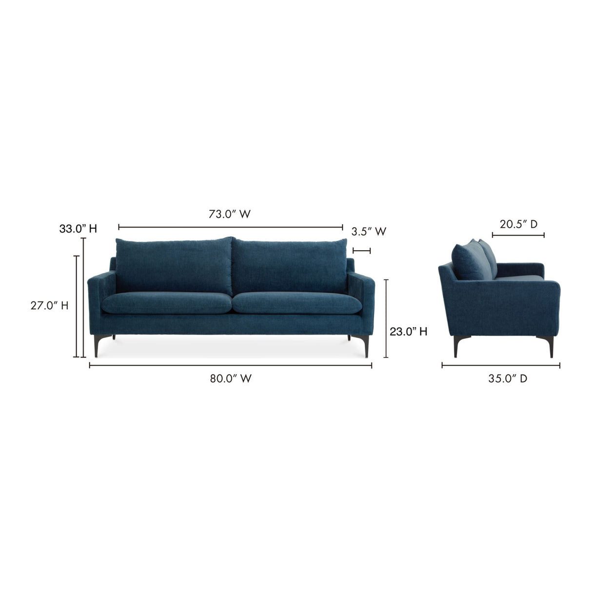 Angled Back Minimalist Sofa | Novi Living Paris