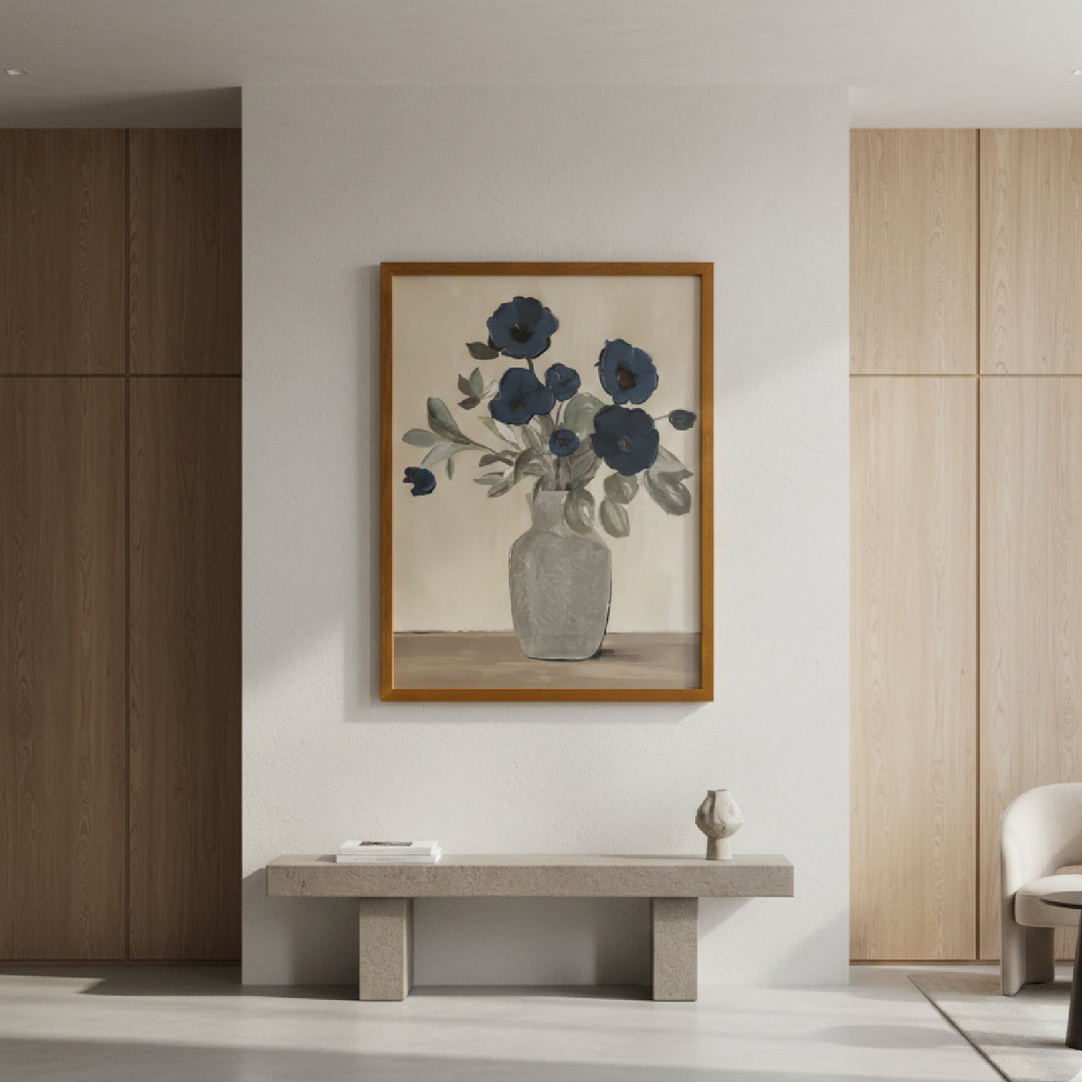 Modern European furniture - Blue Flowers Framed Painting - www.oroa.com