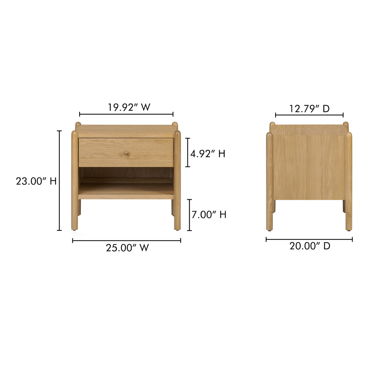 Modern European furniture - Oak Veneer 1-Drawer Nightstand - www.oroa.com | Oroa.com