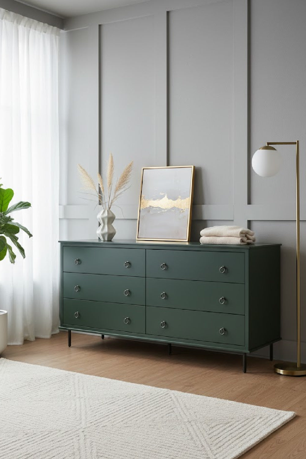 Modern European furniture - 6-Drawer Wooden Dresser - www.oroa.com