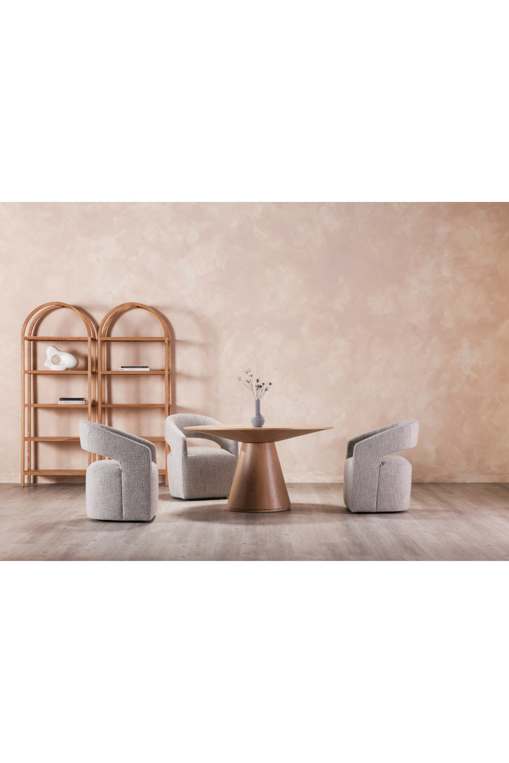 Modern European furniture - Round Oak Veneer Dining Table - www.oroa.com