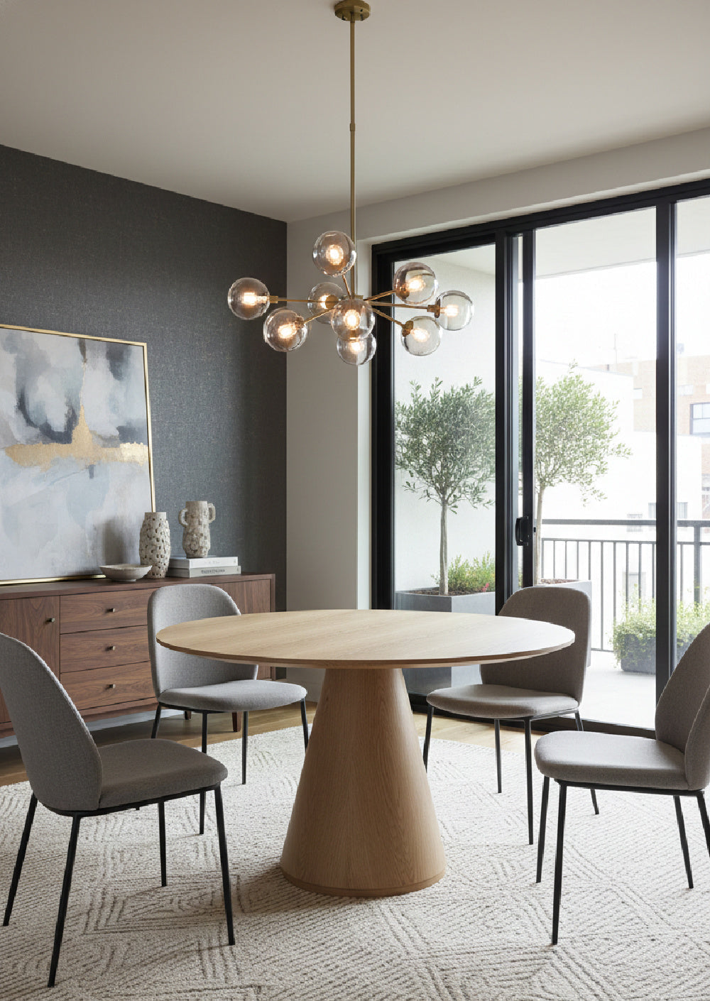Modern European furniture - Round Oak Veneer Dining Table - www.oroa.com