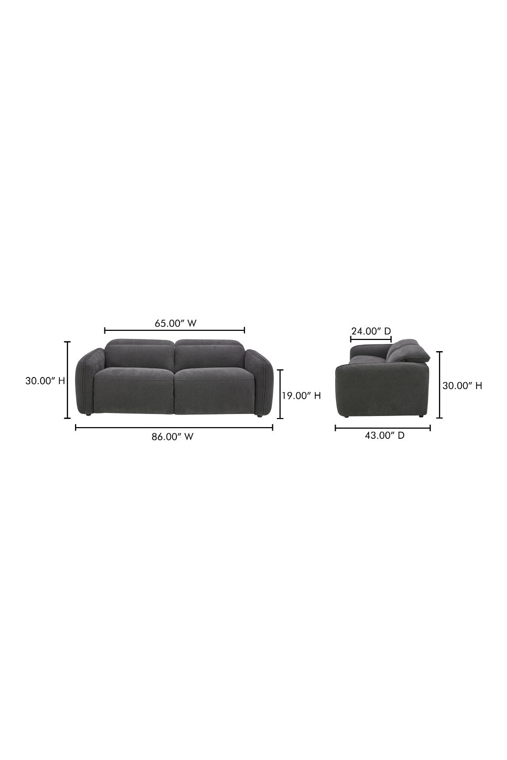 Modern European furniture - Gray Power Recliner Sofa - www.oroa.com