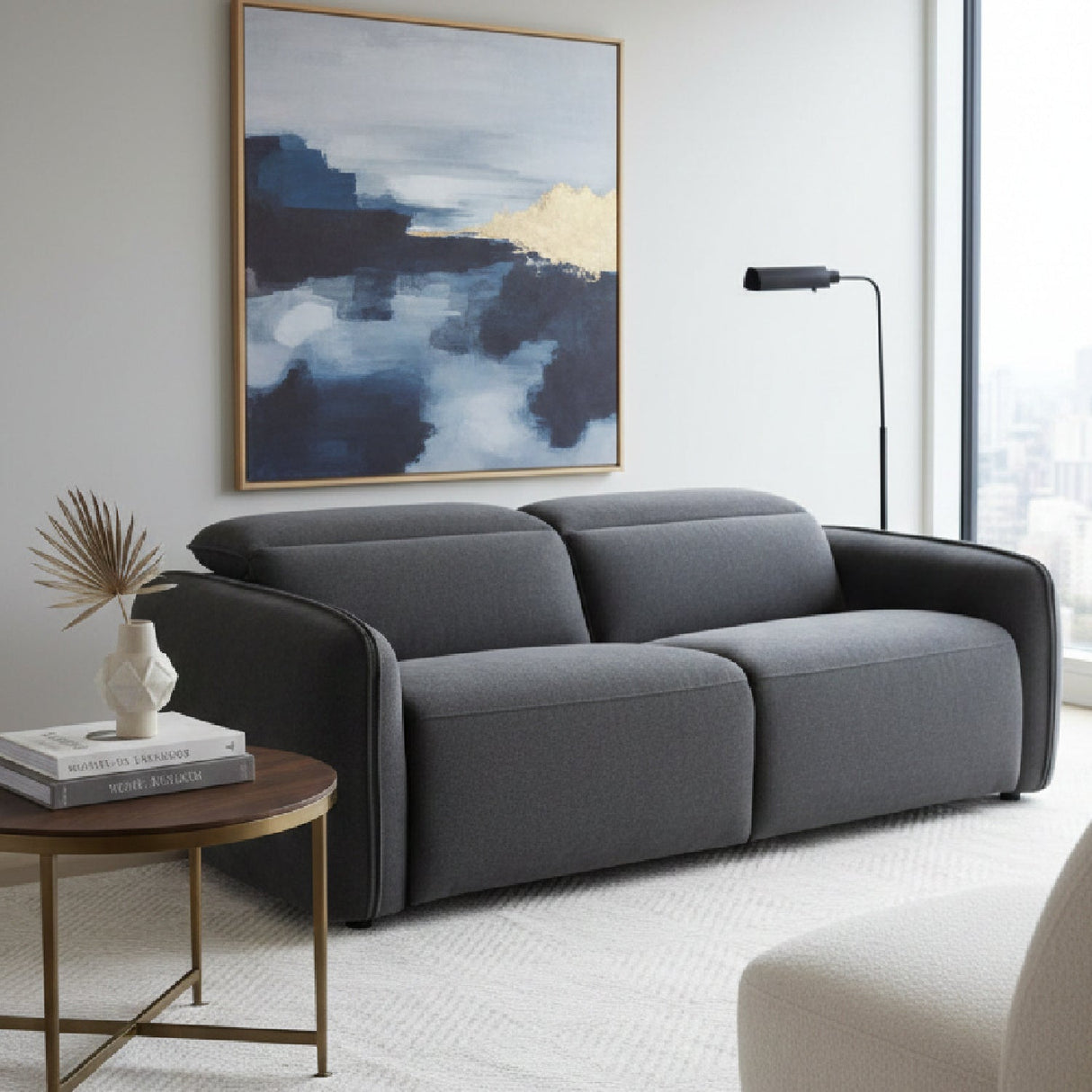Gray Power Recliner Sofa – Eli – angled view