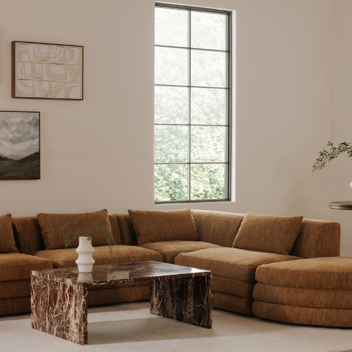 Modern or European furniture - Brown Fabric Corner Chair - www.oroa.com