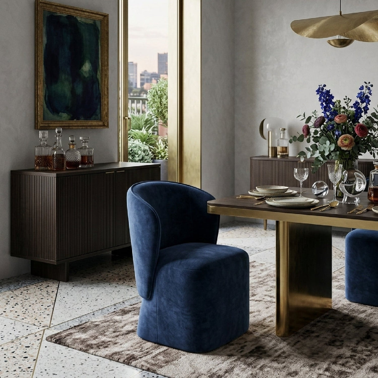Modern European furniture - Curved Back Rolling Dining Chair - www.oroa.com