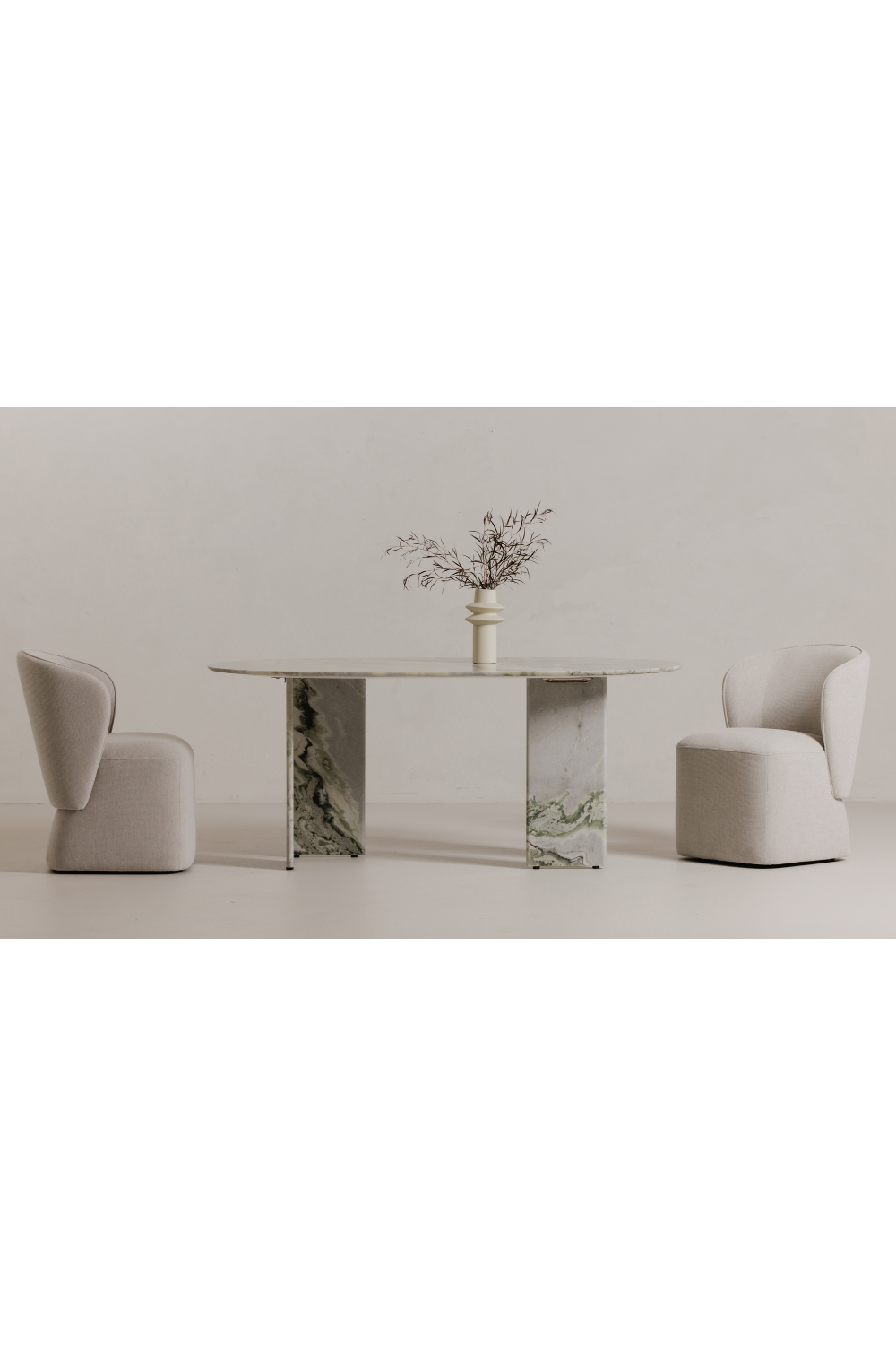 Curved Back Rolling Dining Chair | Novi Living Larson | Oroa.com