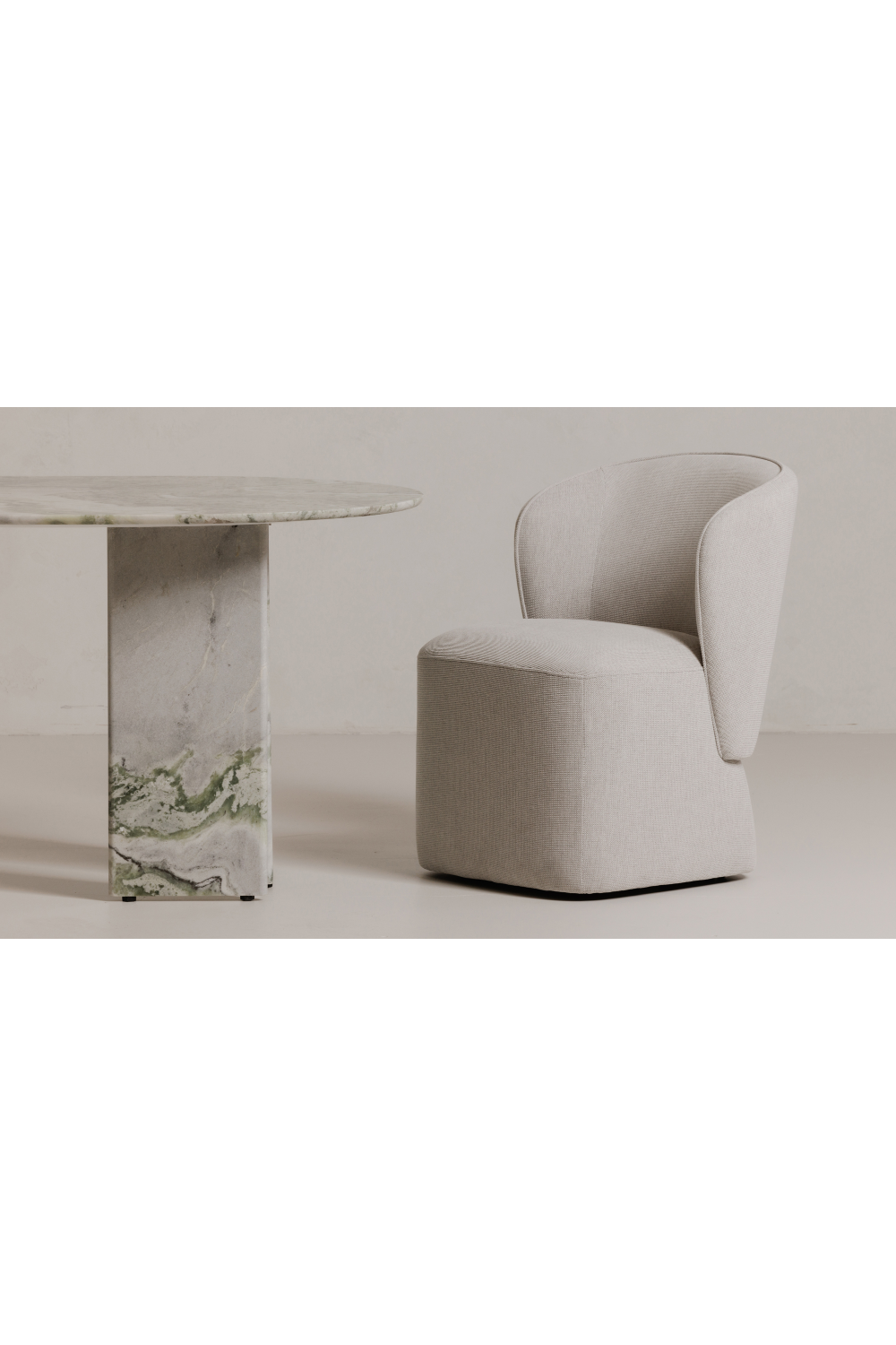 Curved Back Rolling Dining Chair | Novi Living Larson | Oroa.com