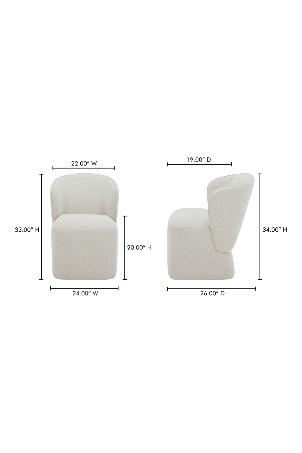 Curved Back Rolling Dining Chair | Novi Living Larson | Oroa.com
