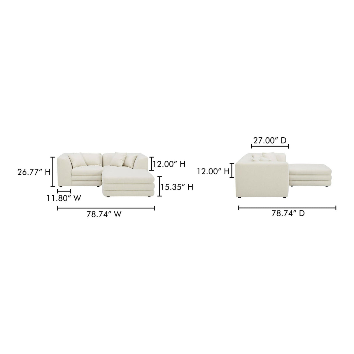 Modern European furniture - White Modular Chair With Ottoman - www.oroa.com