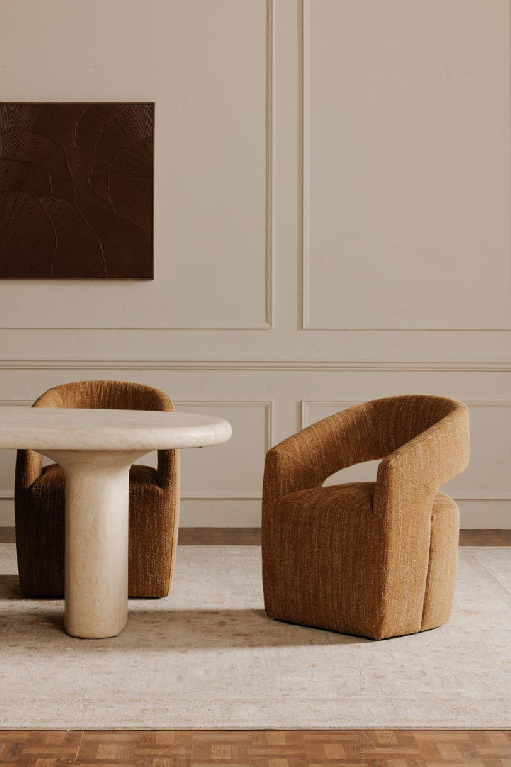 Modern European furniture - Brown Open-Back Rolling Dining Chair - www.oroa.com