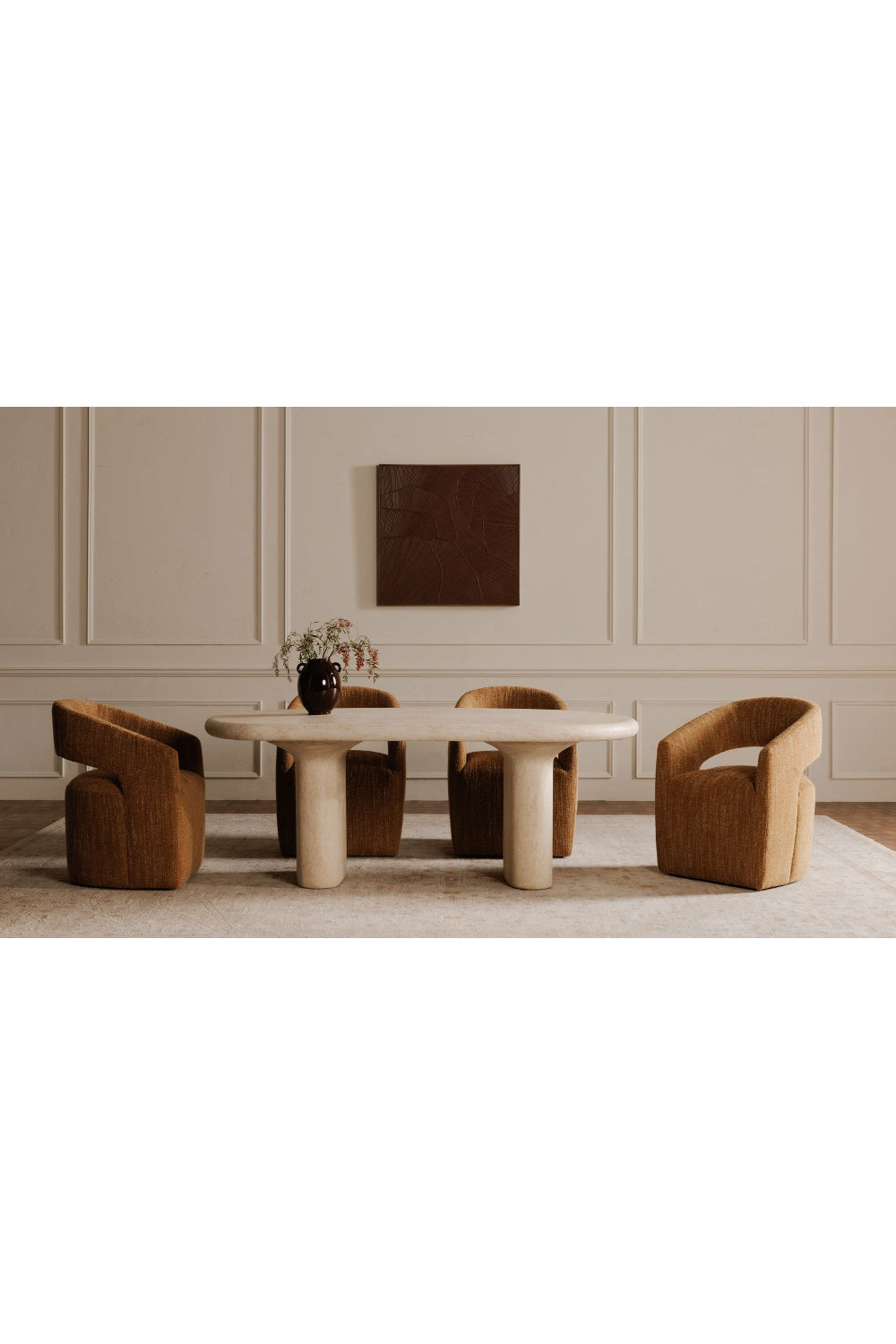Modern European furniture - Brown Open-Back Rolling Dining Chair - www.oroa.com