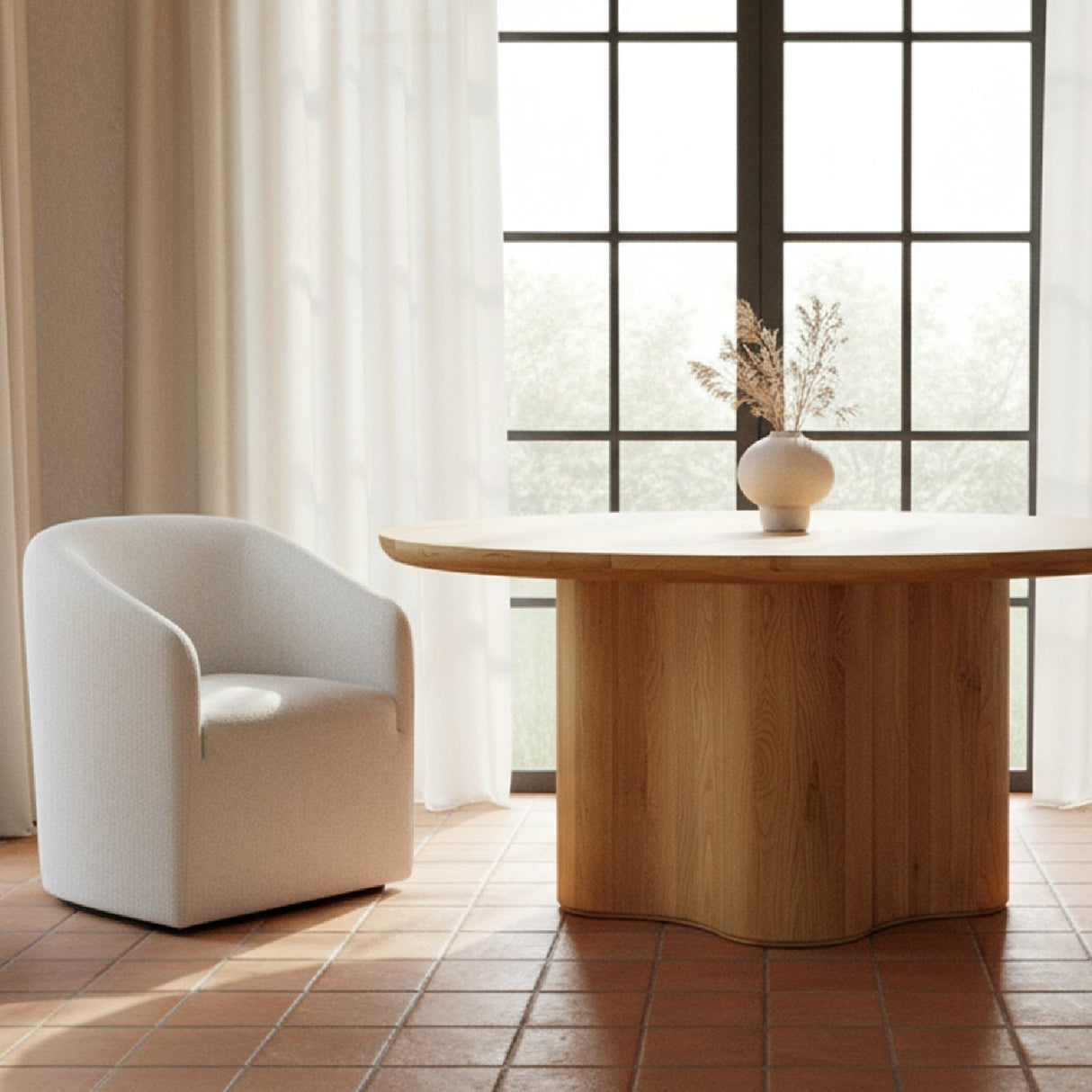 Modern European furniture - Upholstered Rolling Dining Chair - www.oroa.com