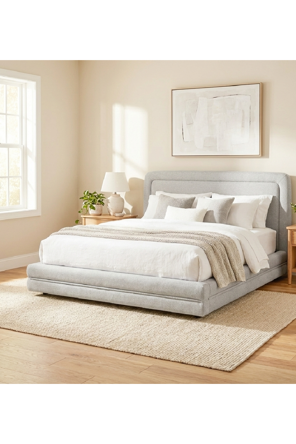 Modern European furniture - White Tufted Bed - www.oroa.com