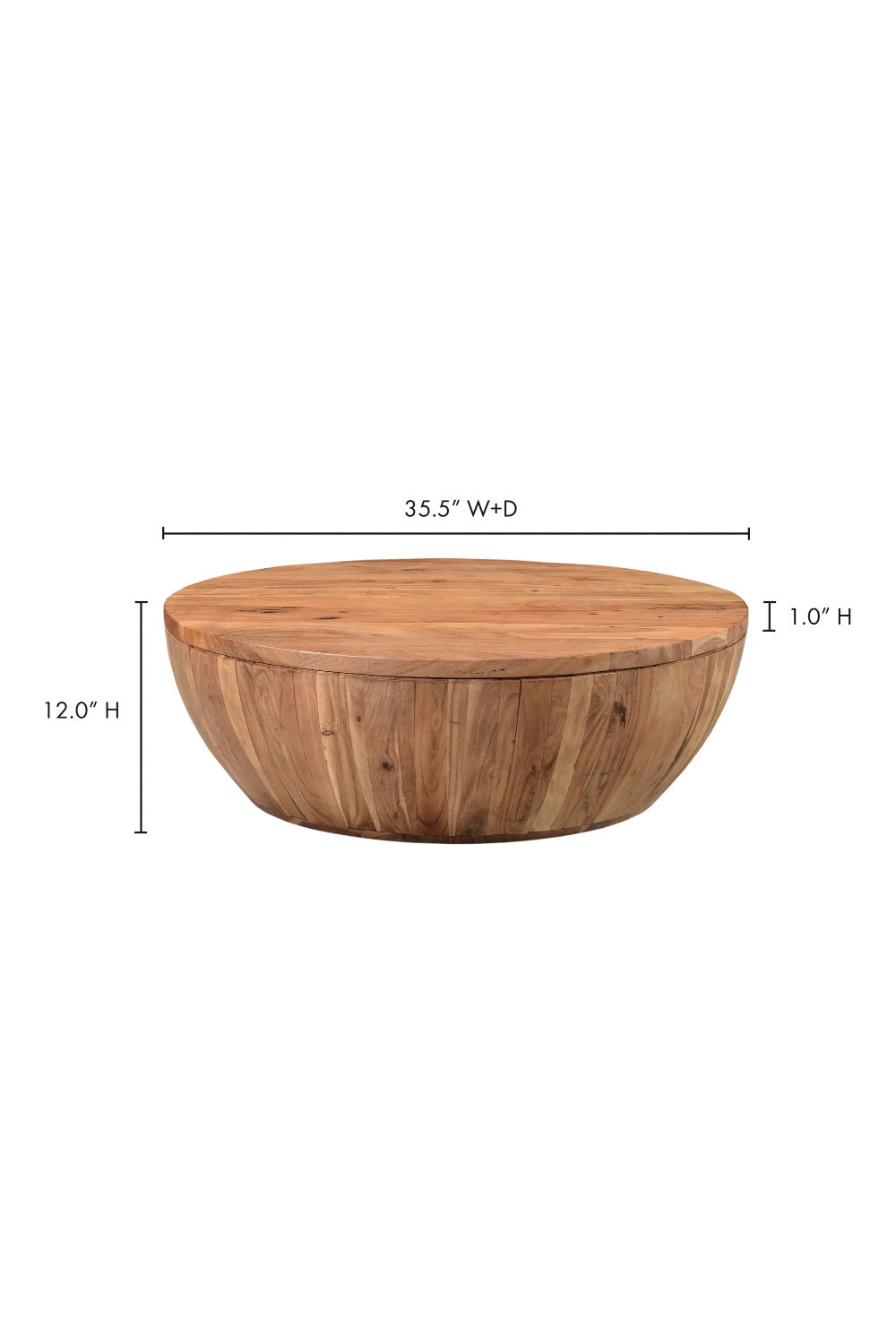 Modern European furniture - Round Acacia Storage Coffee Table - www.oroa.com