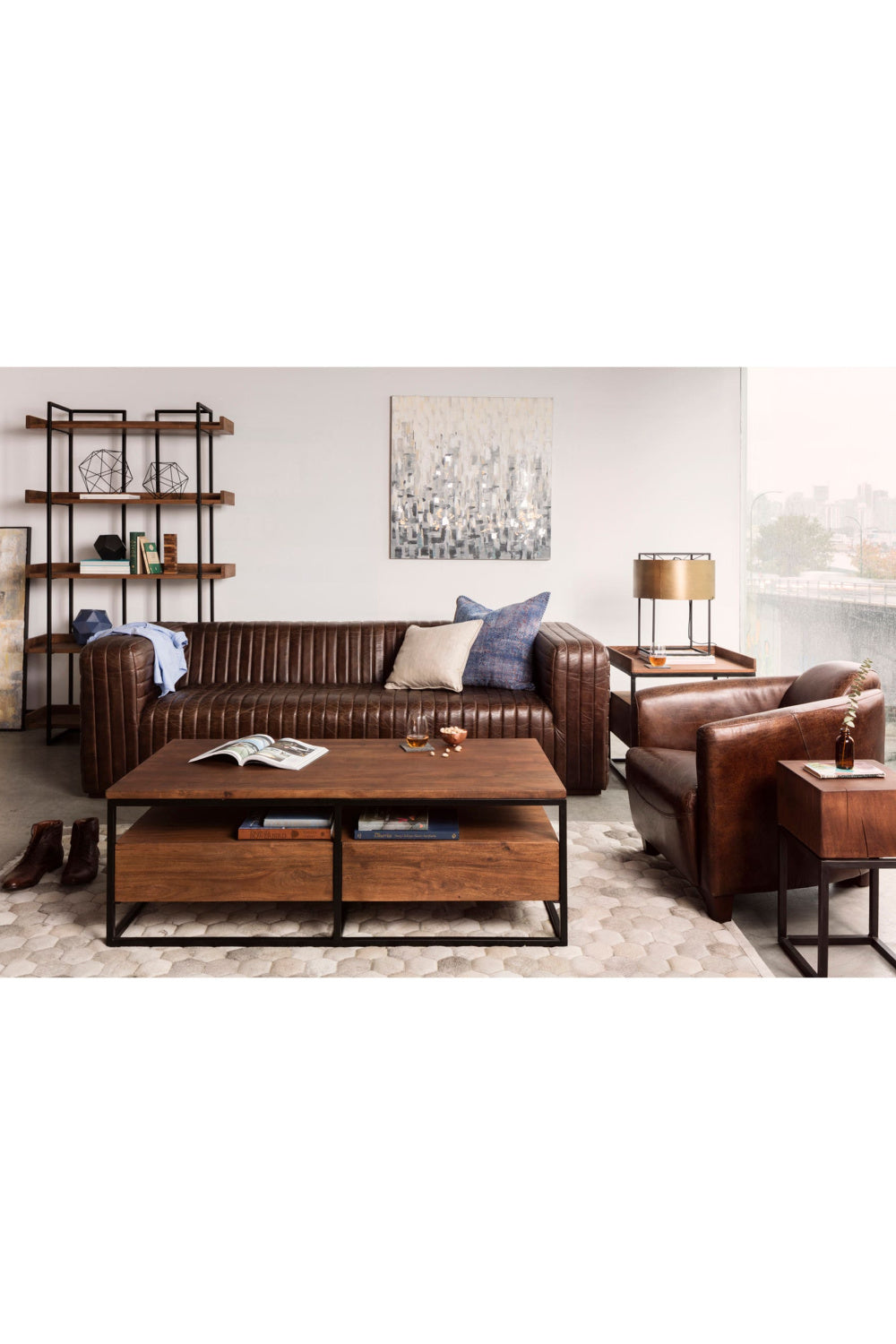 Modern European furniture - Brown Acacia 1-Drawer Side Table - www.oroa.com | Oroa.com