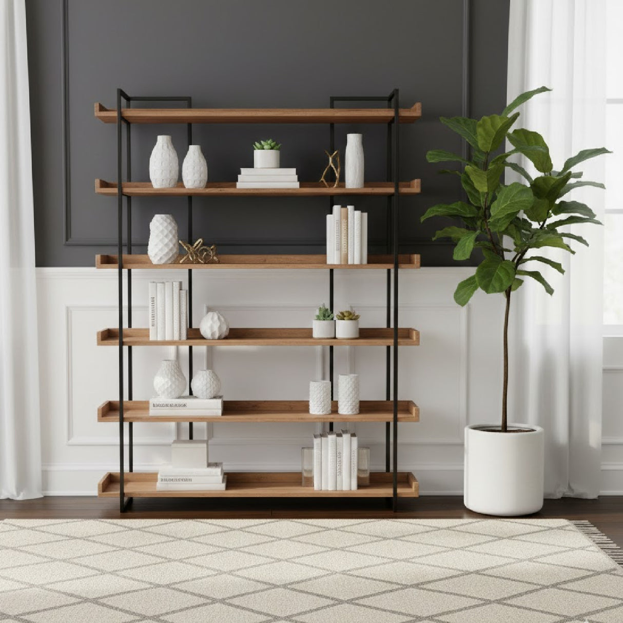 Modern European furniture - Solid Acacia Bookshelf - www.oroa.com