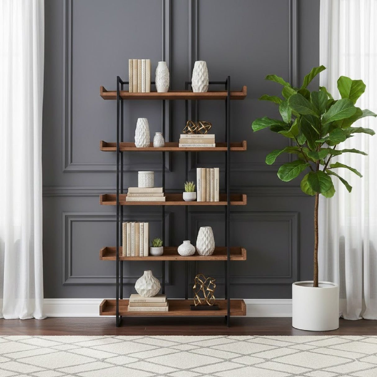 Modern European furniture - Solid Acacia Bookshelf - www.oroa.com