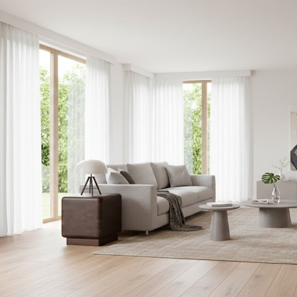 Modern European furniture - Brown Acacia Cube Side Table - www.oroa.com