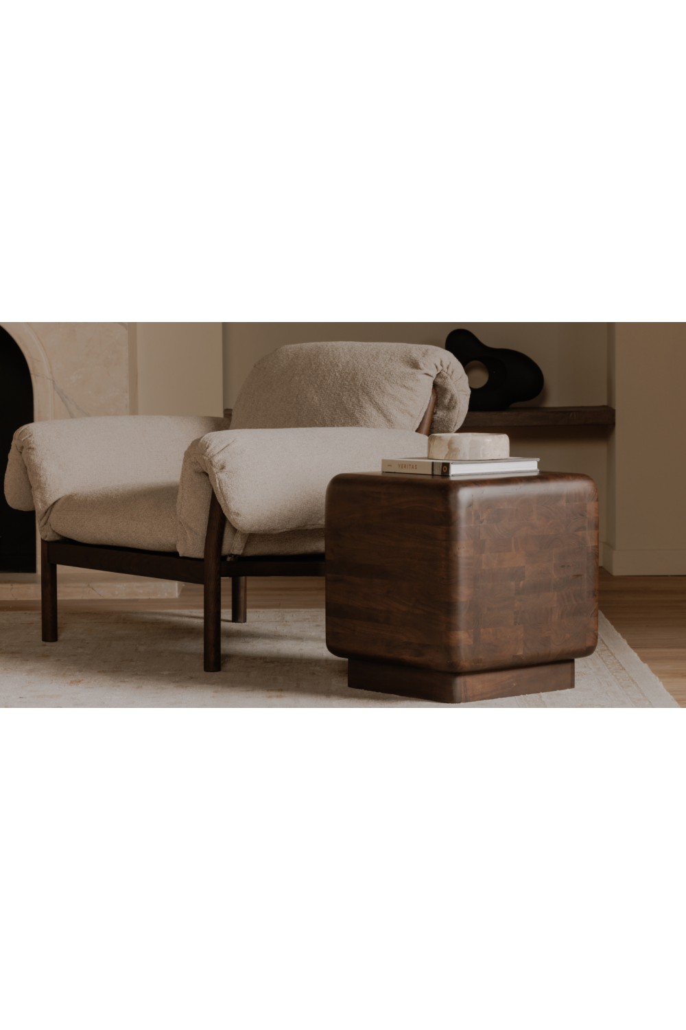 Modern European furniture - Brown Acacia Cube Side Table - www.oroa.com