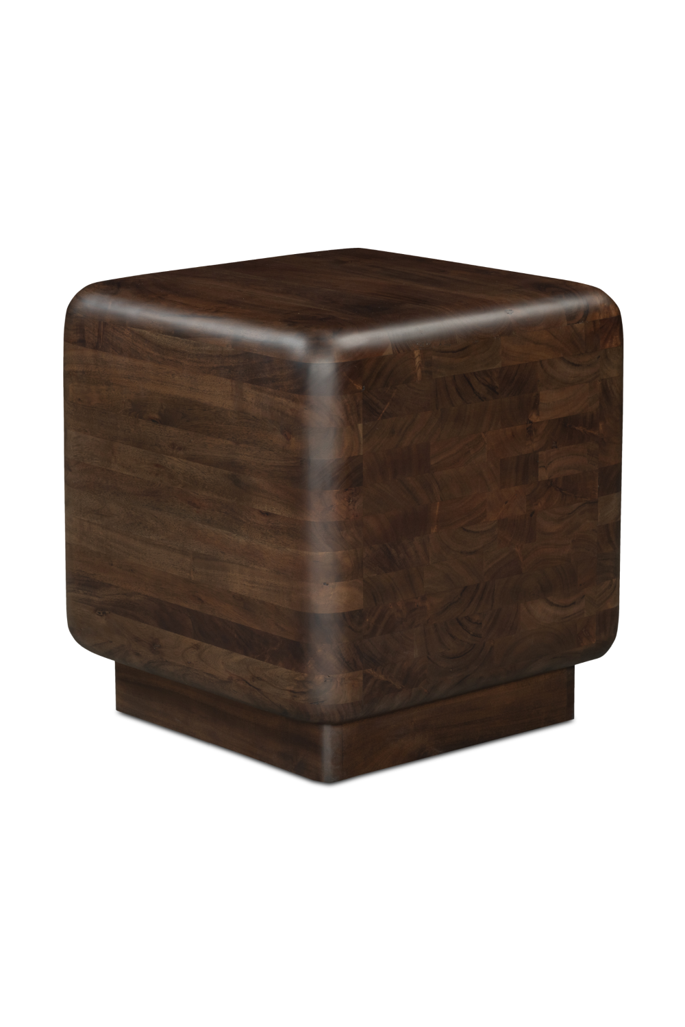 Modern European furniture - Brown Acacia Cube Side Table - www.oroa.com