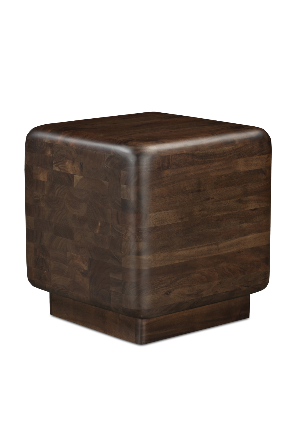 Modern European furniture - Brown Acacia Cube Side Table - www.oroa.com