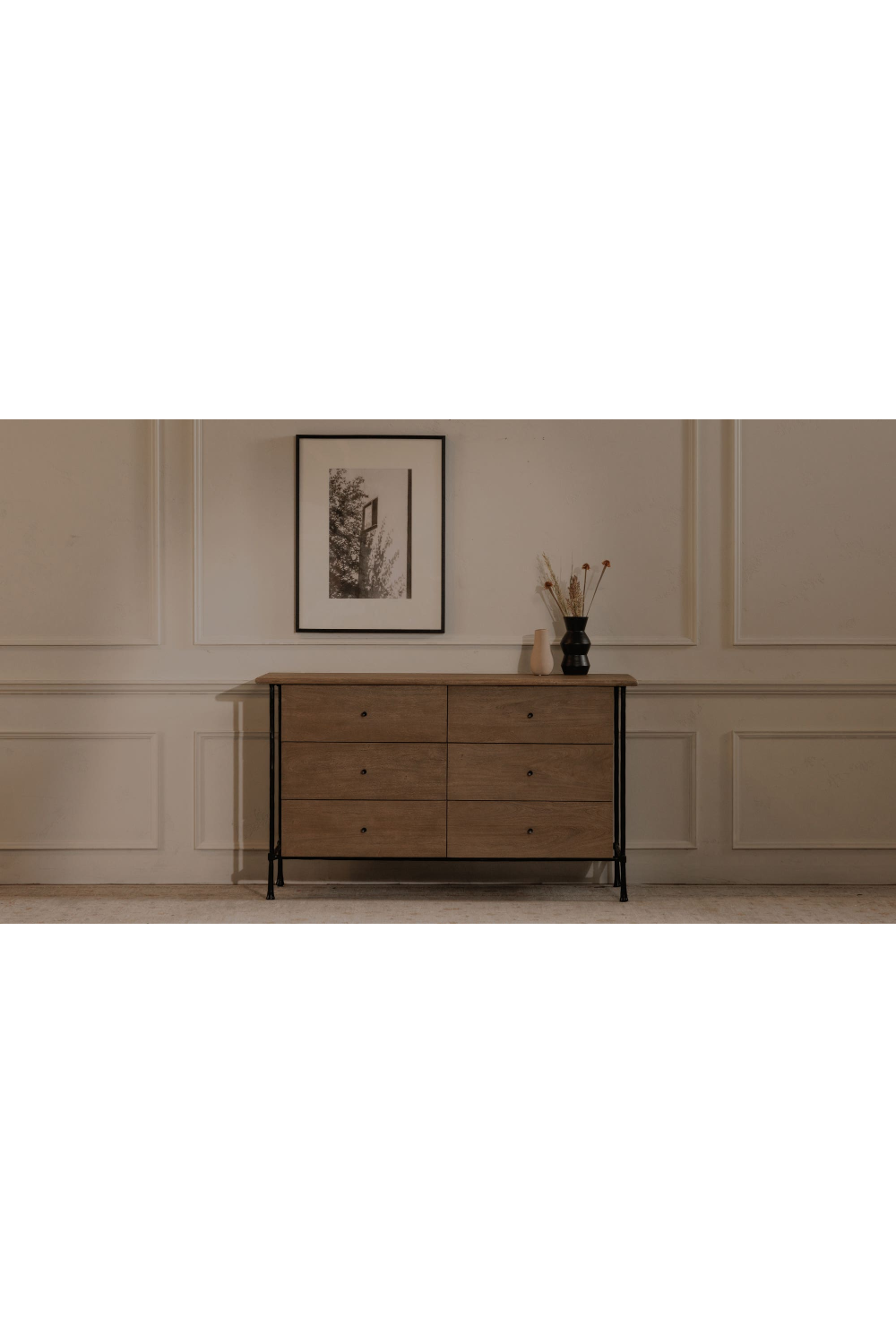 Wire-Brushed Acacia 6-Drawer Dresser | Novi Living Rene | Oroa.com