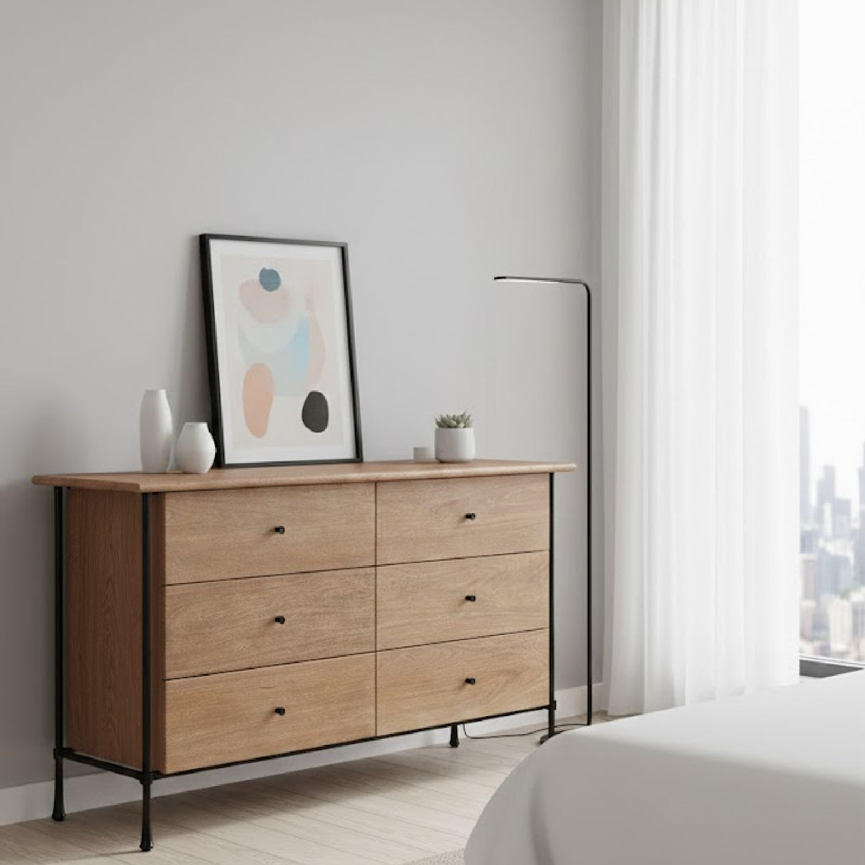 Modern European furniture - Wire-Brushed Acacia 6-Drawer Dresser - www.oroa.com