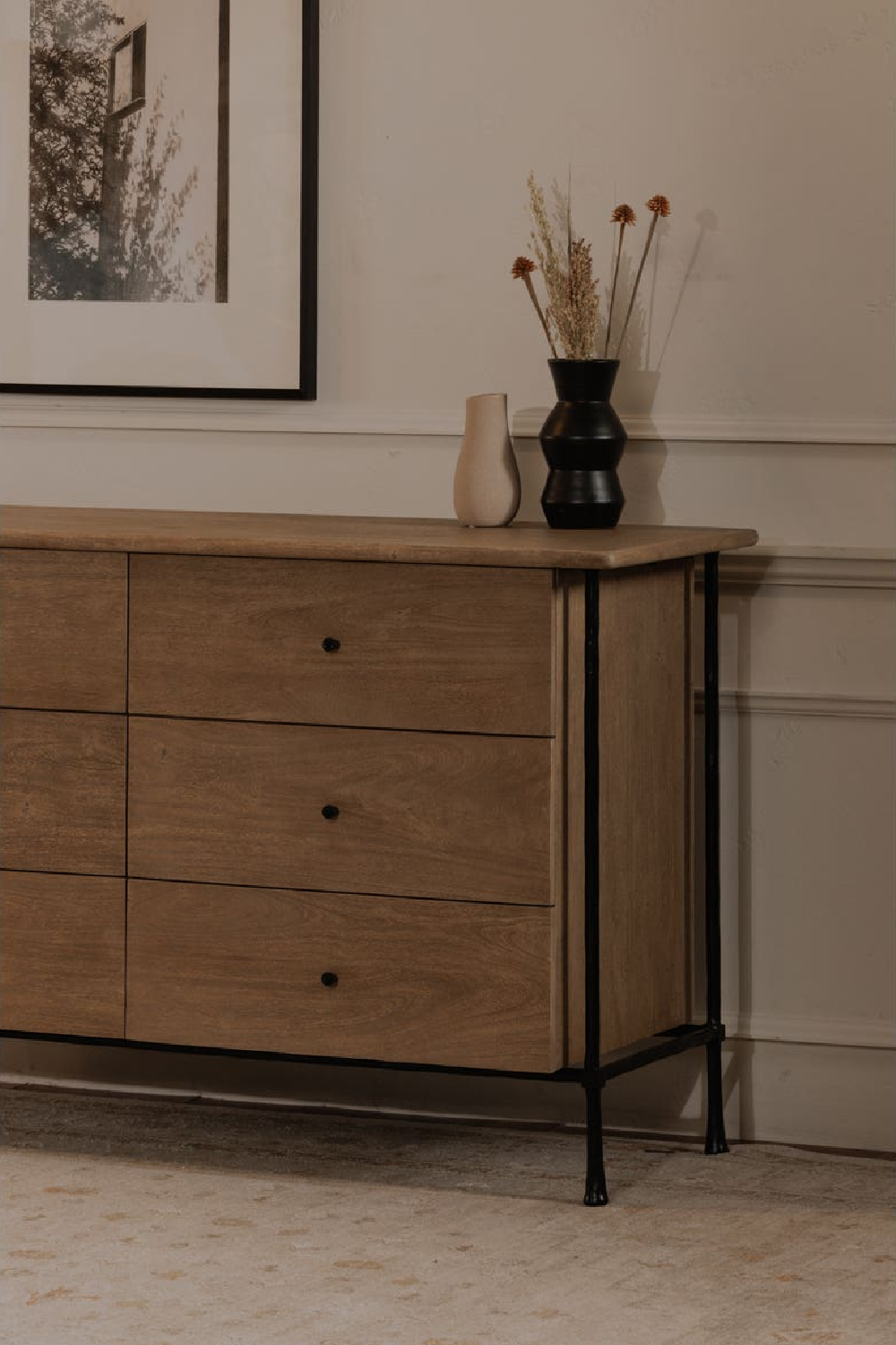 Modern European furniture - Wire-Brushed Acacia 6-Drawer Dresser - www.oroa.com