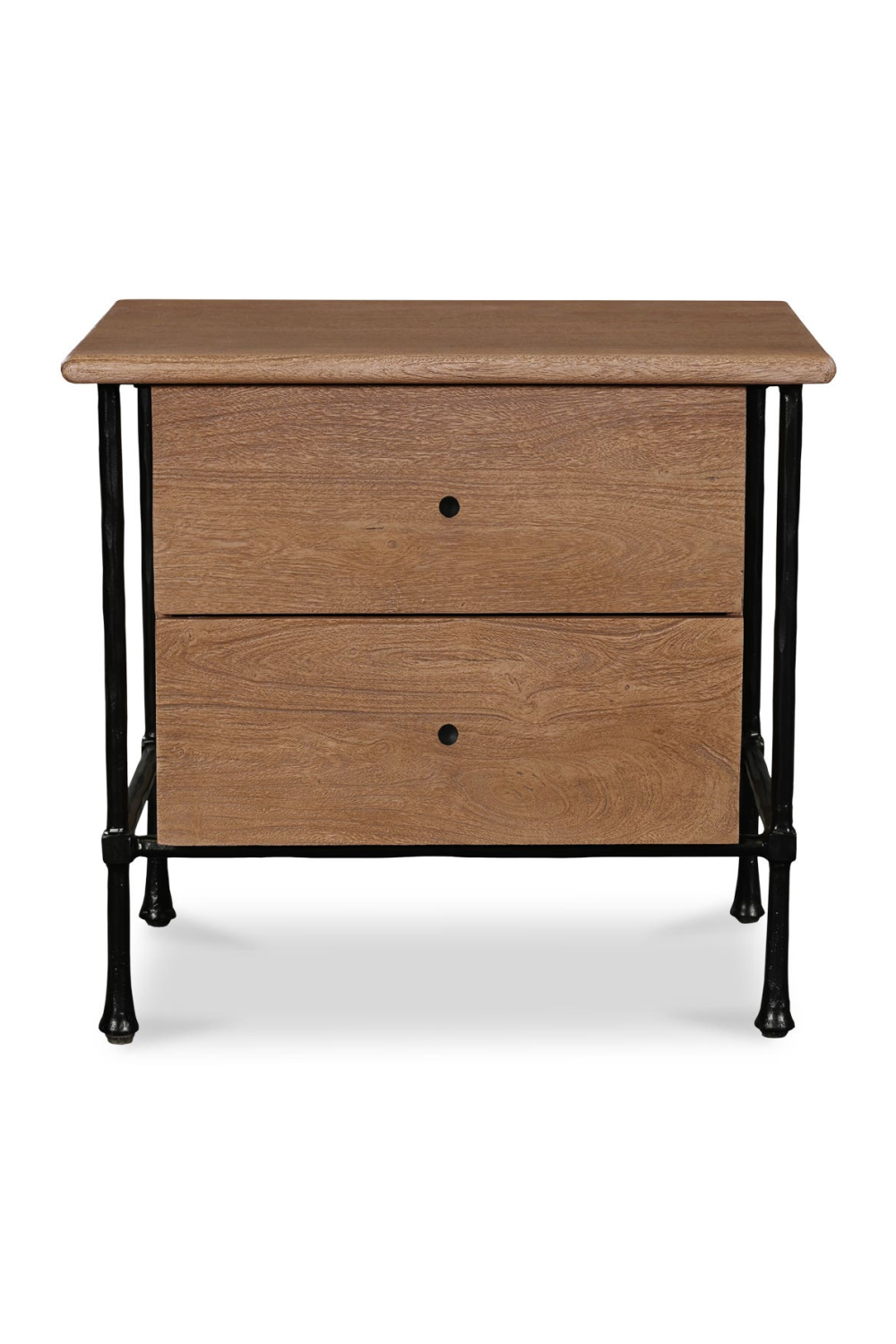 Modern European furniture - Wire-Brushed Acacia 2-Drawer Nightstand - www.oroa.com