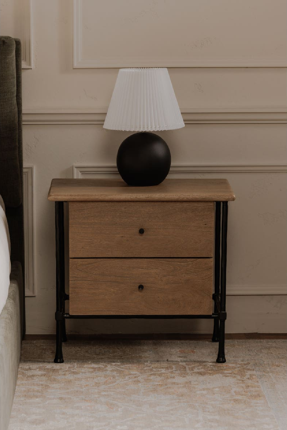 Modern European furniture - Wire-Brushed Acacia 2-Drawer Nightstand - www.oroa.com